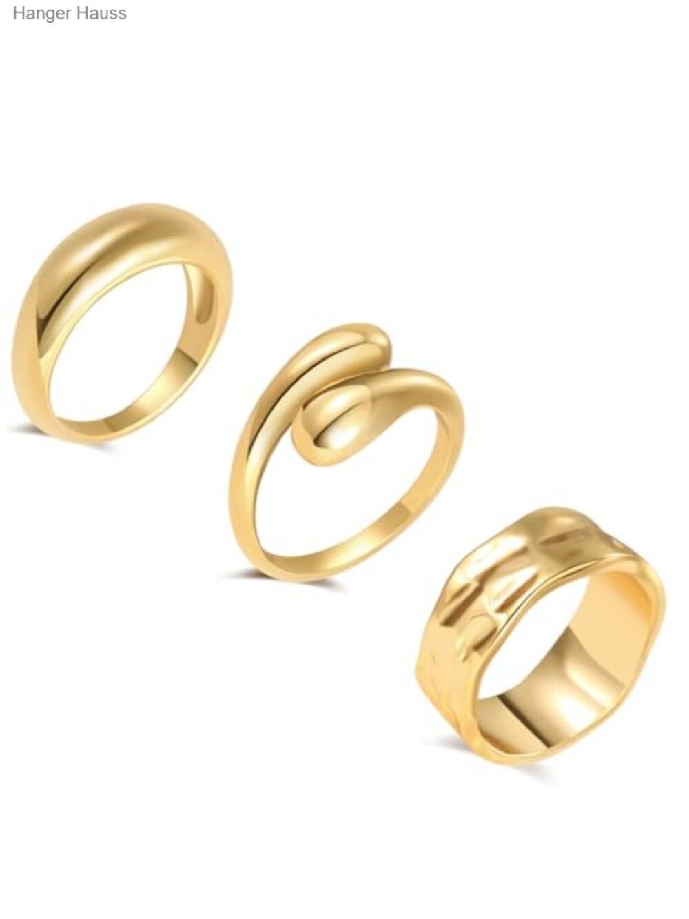 18K Gold Plated Chunky Statement Dome Rings for Women Stacking Wedding Band
